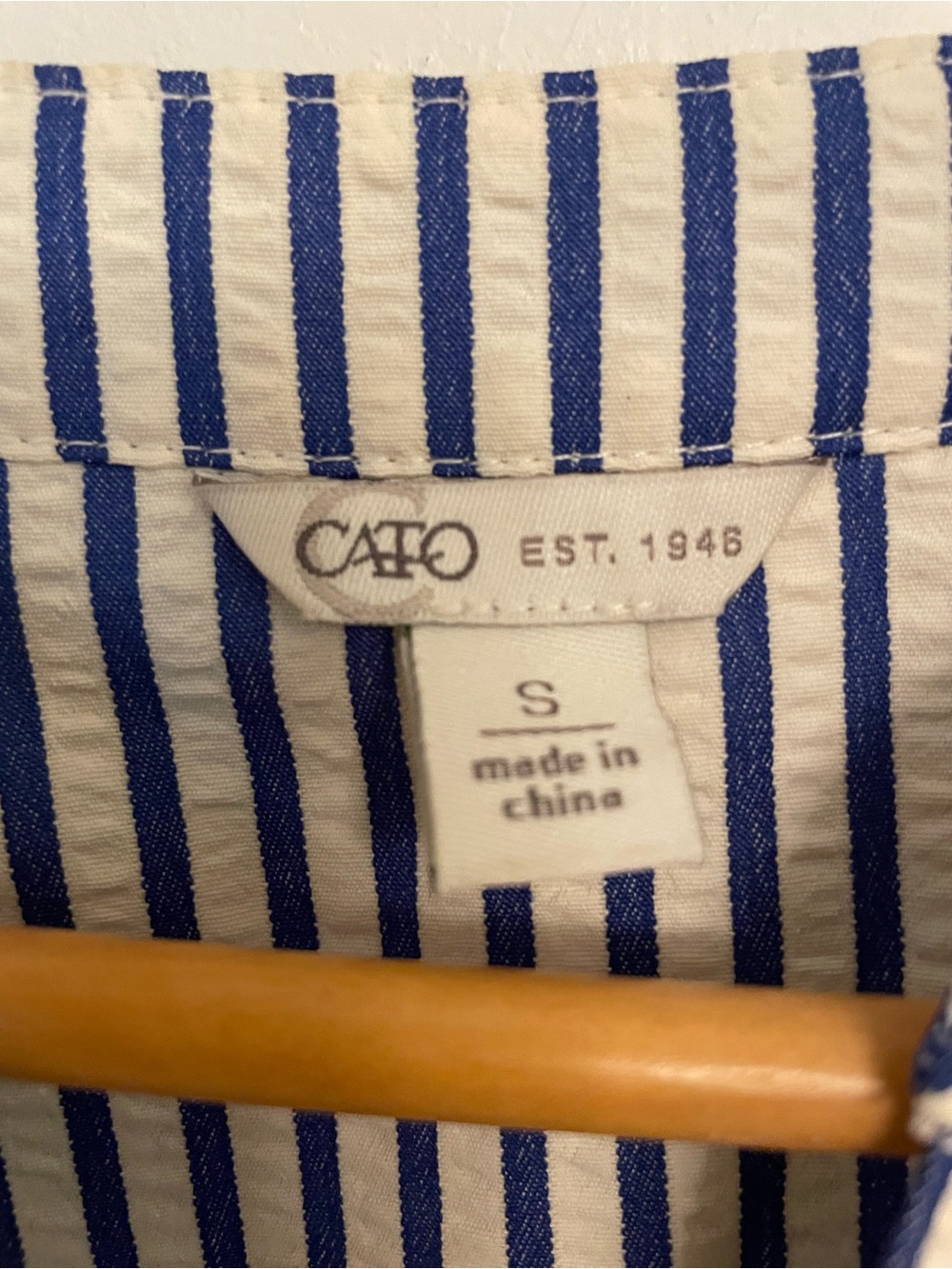 Cato Blue and White Striped Tiered Midi Dress V-Neck Size S nautical resortwear - Picture 9 of 9